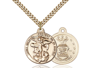 14kt Gold Filled St. Michael the Archangel Patron Saint Medal Necklace 7/8 x 1 3/8 inch with 24 inch Chain by Bliss