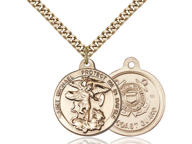 14kt Gold Filled St. Michael Archangel Medal Necklace 7/8 x 1 3/8 inches with 24 inch curb chain by Bliss
