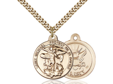 14kt Gold Filled St. Michael Archangel Medal Necklace 7/8 x 1 3/8 inches on 24 inch curb chain by Bliss
