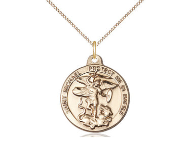 14kt Gold Filled St. Michael the Archangel Patron Saint Medal Necklace 7/8 X 3/4 inch with 18 inch Chain by Bliss
