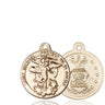 14kt solid gold St. Michael the Archangel patron saint medal pendant with Air Force emblem, 7/8 x 1-3/8 inches, handcrafted by Bliss Manufacturing