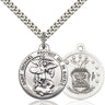 Sterling silver St. Michael the Archangel medal necklace with 24 inch chain, 7/8 x 1 3/8 inch pendant, handcrafted by Bliss