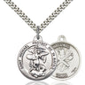 Sterling silver St. Michael the Archangel medal necklace with 24 inch chain, 7/8 x 1 3/8 inch pendant, handcrafted by Bliss