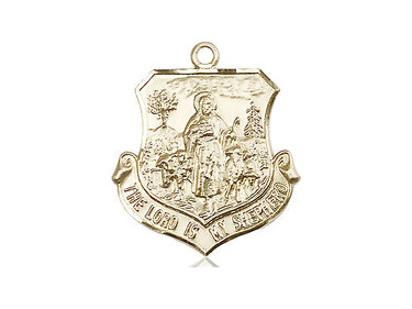 14kt Solid Gold Lord Is My Shepherd Medal Pendant 7/8 x 3/4 Handcrafted by Bliss USA