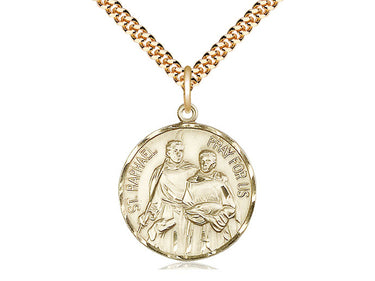 14kt gold filled St. Raphael the Archangel medium patron saint medal necklace with 24 inch chain by Bliss