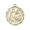 Medium 14kt Solid Gold St. Raphael the Archangel Medal Pendant 7/8 x 3/4 inch by Bliss Manufacturing