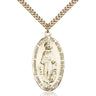14kt gold filled large Miraculous Medal necklace 1 3/8 inch by 3/4 inch with 24 inch curb chain by Bliss
