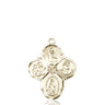 Medium 14kt Solid Gold 4-Way Catholic Medal Pendant 1 1/8 x 7/8 inches by Bliss