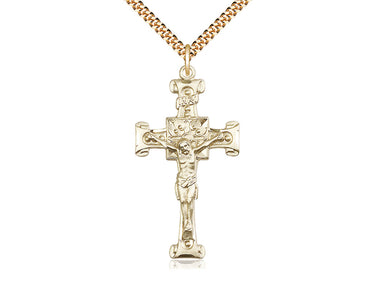 14kt Gold Filled Large Crucifix Necklace 1 3/4 x 7/8 inches on 24 inch chain by Bliss Manufacturing
