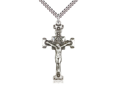 Sterling Silver Large Crucifix Necklace 1 3/4 x 7/8 inches on 24 inch chain by Bliss Manufacturing