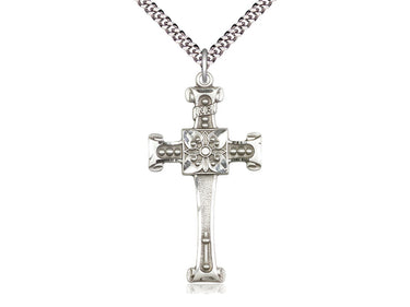 Sterling Silver Large Cross Necklace 1 3/4 inch pendant 24 inch chain handcrafted by Bliss