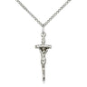 Sterling Silver Papal Crucifix Necklace 7/8 inch three-bar design with 18 inch chain by Bliss Manufacturing USA