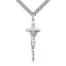 Large sterling silver Papal Crucifix necklace 1-3/8 x 1/2 inch with 24 inch curb chain by Bliss