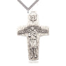 Sterling silver extra large Papal crucifix necklace 2-5/8 x 1-5/8 inches with 24 inch chain by Bliss