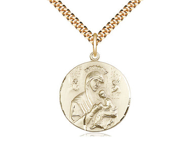 14kt gold filled Our Lady of Perpetual Help medal necklace 7/8 x 3/4 with 24 inch chain by Bliss