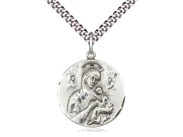 Sterling silver Our Lady of Perpetual Help pendant necklace 7/8 x 3/4 with 24 inch chain by Bliss