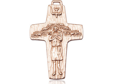 14kt solid gold large Papal Crucifix pendant, 1.5x1 inches, handcrafted in USA by Bliss Manufacturing