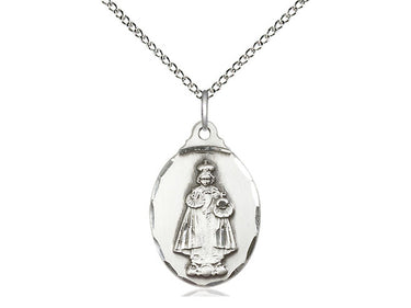 Sterling silver Infant of Prague pendant necklace 7/8 x 1/2 inch with 18 inch chain by Bliss