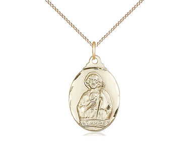 Medium 14kt gold filled St. Jude patron saint medal necklace, 7/8 x 1/2 inch on 18 inch chain by Bliss