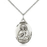 Medium sterling silver St. Jude patron saint medal necklace with 18 inch chain by Bliss Manufacturing