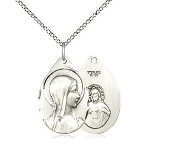 Sterling Silver Sorrowful Mother Medal Necklace 7/8 inch by 1/2 inch on 18 inch Chain by Bliss