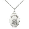 Sterling silver Catholic graduation medal necklace 7/8 x 1/2 inch pendant 18 inch chain by Bliss Manufacturing