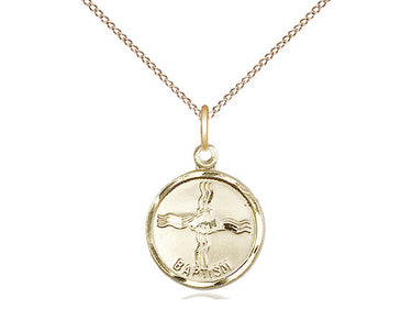 14kt Gold Filled Catholic Baptism Medal Necklace 5/8 x 1/2 inch pendant on 18 inch chain by Bliss