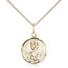 14kt gold filled small St. Christopher patron saint medal necklace with 18 inch chain, 5/8 inch by 1/2 inch, Bliss USA
