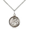 Small Sterling Silver St. Anthony Patron Saint Medal Necklace 5/8 x 1/2 inch on 18 inch Chain by Bliss USA