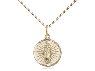 14kt Gold Filled Small Our Lady of Guadalupe Medal Necklace 5/8 x 1/2 with 18 inch chain by Bliss