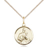 14kt Gold Filled small St. Gerard Majella patron saint medal necklace with 18 inch chain, handcrafted by Bliss Manufacturing USA
