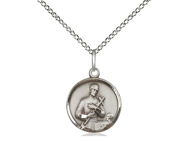 Sterling Silver St. Gerard Catholic patron saint medal necklace 5/8 inch by 1/2 inch small pendant 18 inch chain Bliss