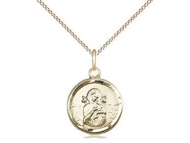 14kt Gold Filled Small Our Lady of Perpetual Help Medal Necklace 5/8 x 1/2 inches 18 inch chain Bliss