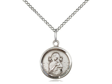 Small sterling silver Our Lady of Perpetual Help medal necklace 5/8 x 1/2 inch with 18 inch chain by Bliss