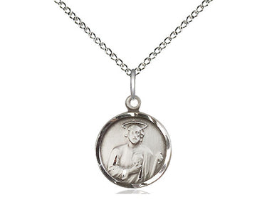 Small Sterling Silver St. Jude Patron Saint Medal Necklace 5/8 x 1/2 inches with 18 inch chain by Bliss