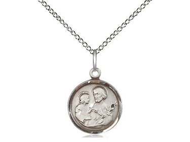 Sterling Silver St. Joseph Patron Saint Medal Necklace 5/8 x 1/2 inch on 18 inch chain by Bliss USA