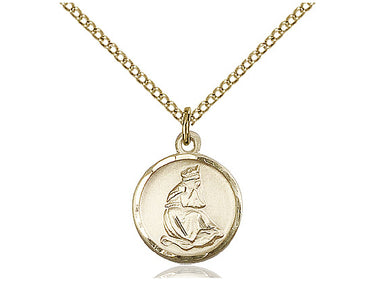 Gold Filled Our Lady of La Salette Medal Necklace Small 5/8 x 1/2 inch with 18 inch chain USA Made