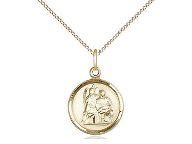 14kt Gold Filled Small St. Raphael the Archangel Medal Necklace 5/8 inch by 1/2 inch with 18 inch chain Bliss