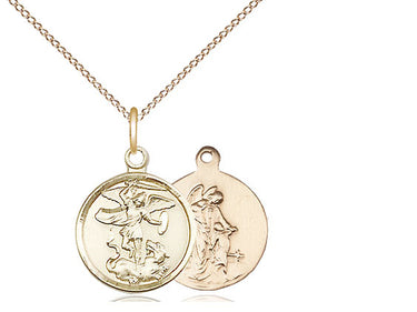 14kt Gold Filled St. Michael the Archangel small medal necklace 5/8 x 1/2 inches on 18 inch chain by Bliss