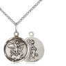 Sterling Silver Small St. Michael the Archangel Medal Necklace 5/8 x 1/2 inch on 18 inch Chain by Bliss