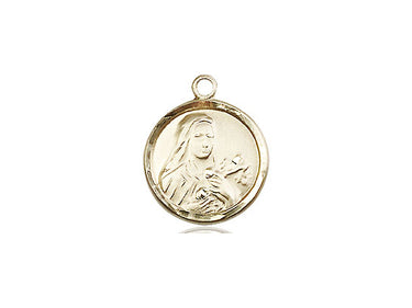 14kt solid gold St. Theresa of Avila patron saint medal pendant 5/8 inch by Bliss Manufacturing