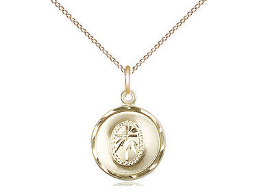 14kt Gold Filled Small Catholic Cross Necklace 5/8 x 1/2 inch pendant on 18 inch chain by Bliss