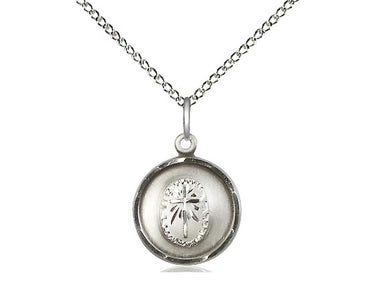 Sterling silver small cross necklace 5/8 x 1/2 inch pendant with 18 inch curb chain USA made by Bliss