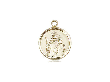 Small 14kt solid gold Our Lady of Consolation medal pendant 5/8 x 1/2 inch handcrafted by Bliss Manufacturing