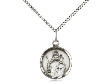 Sterling silver Our Lady of Consolation medal necklace 5/8 x 1/2 inch on 18 inch chain by Bliss