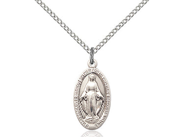 Sterling Silver Medium Miraculous Medal Necklace 3/4 inch pendant with 18 inch chain by Bliss