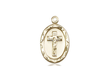 14kt solid gold Catholic crucifix pendant medium 3/4 x 3/8 inches by Bliss Manufacturing