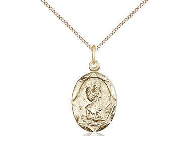 14kt Gold Filled St. Christopher patron saint medal necklace 3/4 inch by Bliss Manufacturing
