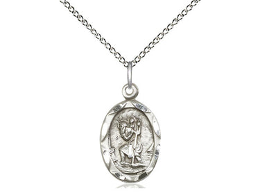 Sterling Silver St. Christopher Patron Saint Medal Necklace 3/4 x 3/8 inch with 18 inch chain by Bliss