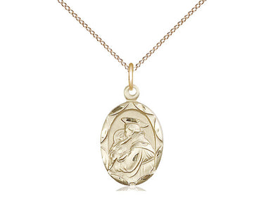 14kt Gold Filled St. Anthony of Padua Patron Saint Medal Necklace 3/4 x 3/8 inch on 18 inch chain by Bliss